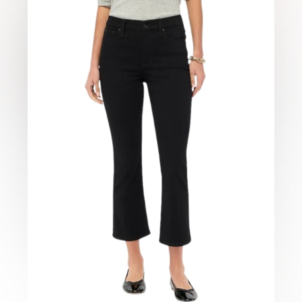 J. Crew Black Mid Rise Flare Crop Denim Jeans Size 31 Tall 31T Stretch NEW NWT